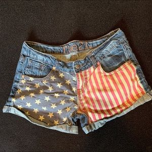 American flag jean shorts